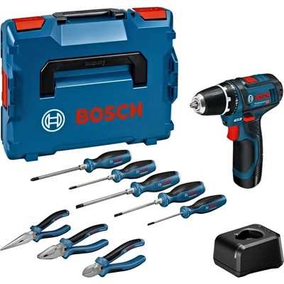 BOSCH GSR 12V-15 Akumulatorska bušilica - izvijač 12V 2x2Ah punjač kofer i set ručnog alata