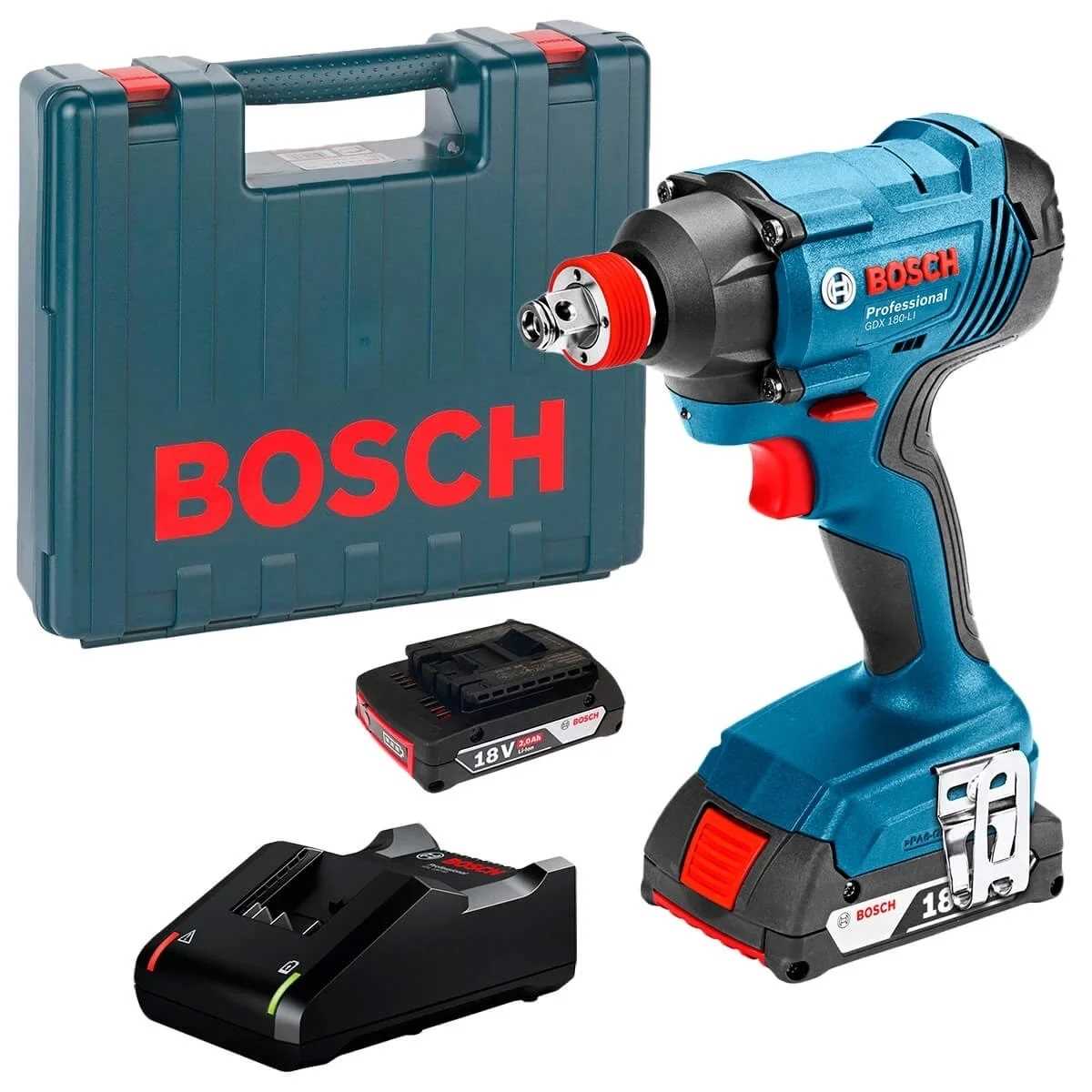 BOSCH GDX 180-LI Akumulatorski udarni odvijač - zatezač 18V 1/2 cola M + HEX Ž 2x2Ah punjač i kofer