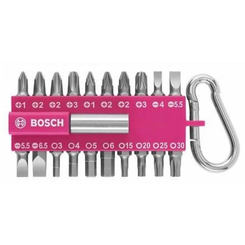 BOSCH Set bitova 21kom ravni/krstasti/torex/imbus na kopči PINK