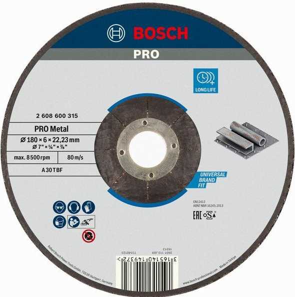 BOSCH Brusna ploča Expert za metal 180x6.0x22.33mm koljenasta