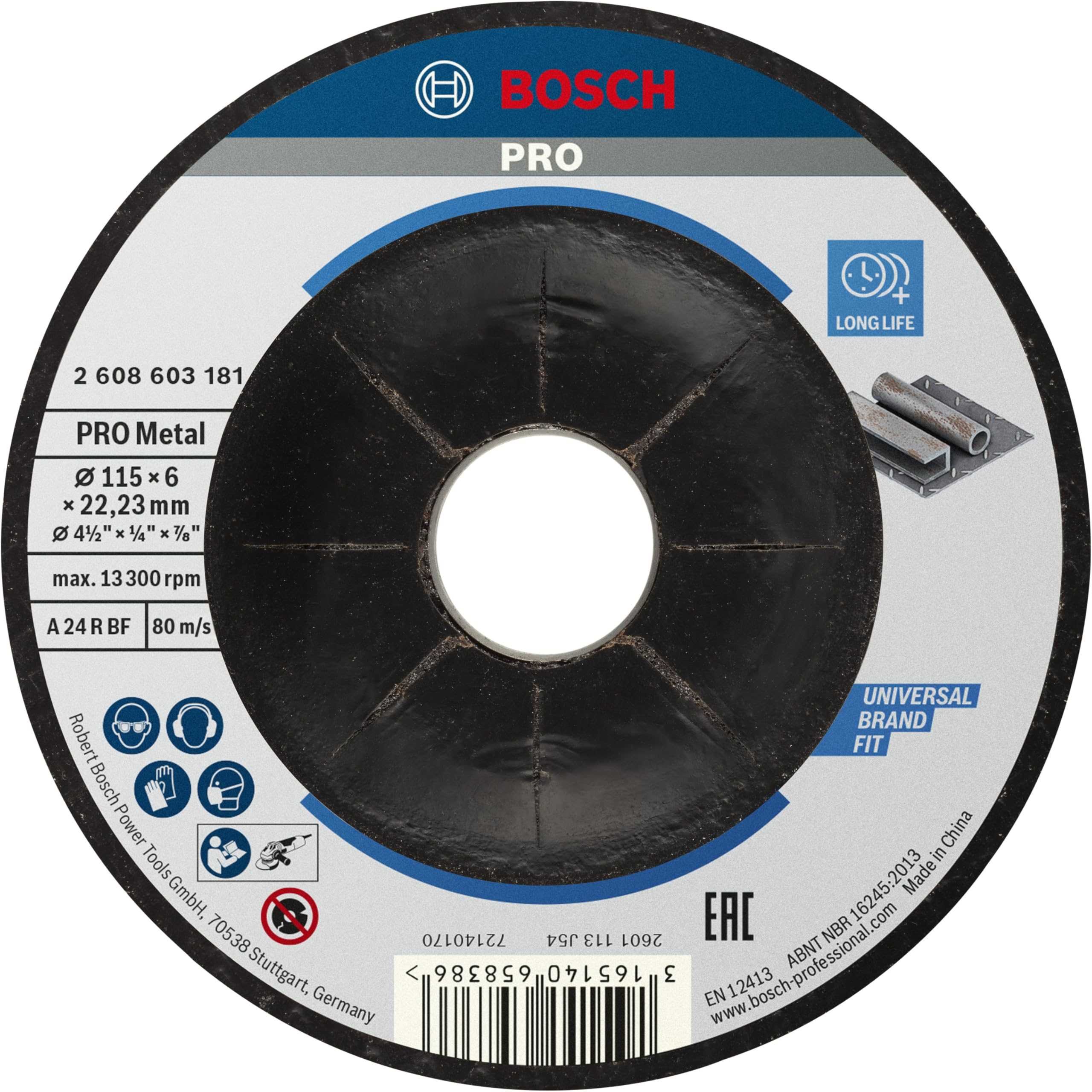 BOSCH Brusna ploča Standard za metal 115x6.0x22.33mm koljenasta