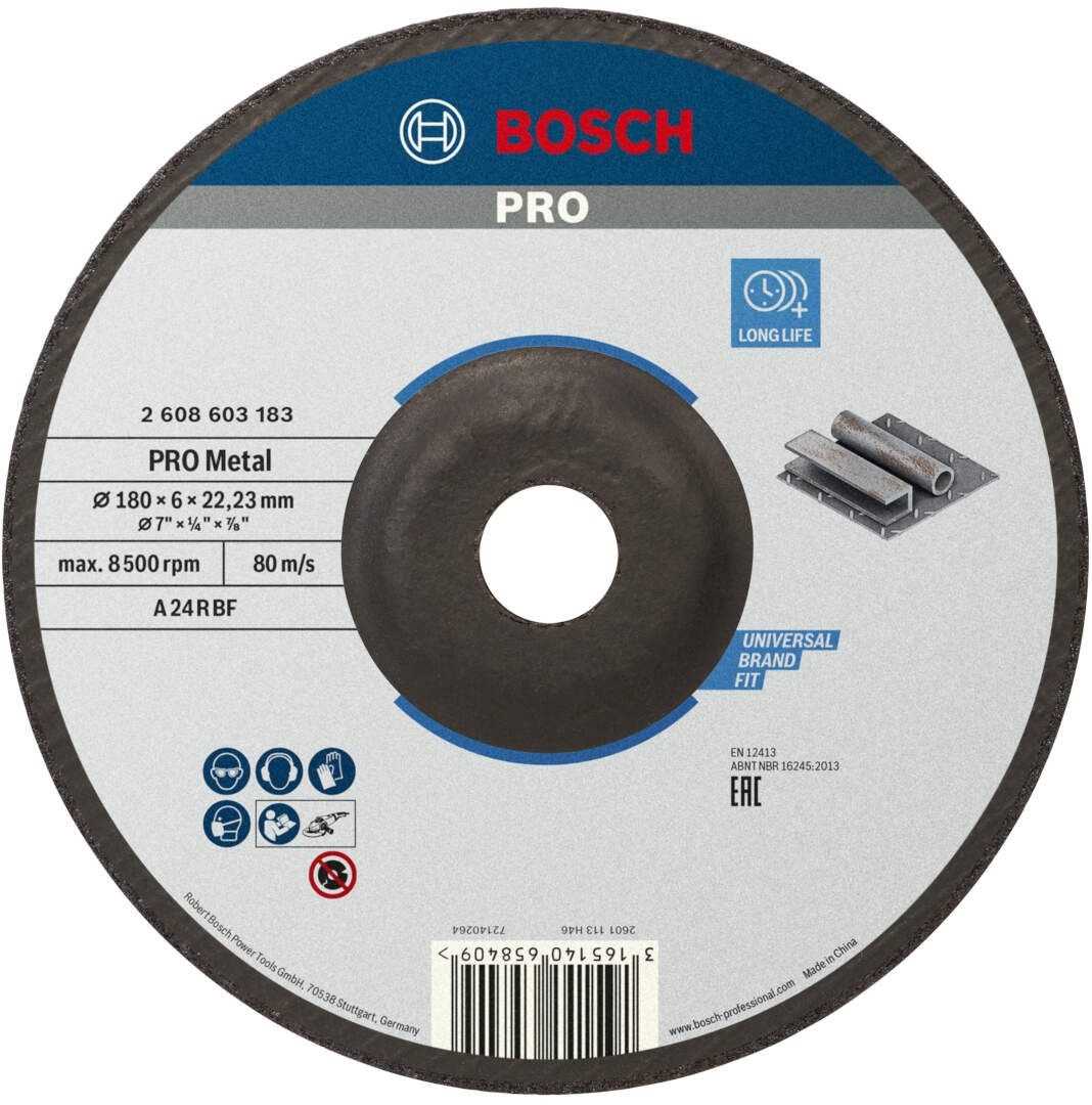 BOSCH Brusna ploča Standard za metal 180x6.0x22.33mm koljenasta