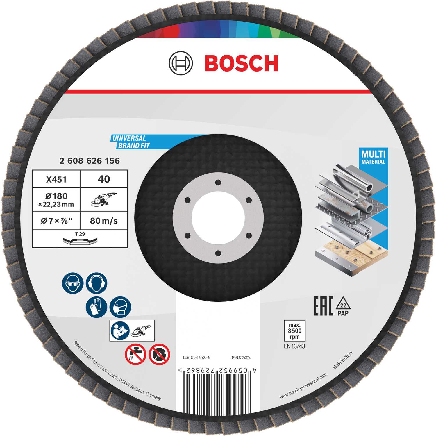 BOSCH Lamelni brusni disk Multi Materiall X451 180mm GR 40