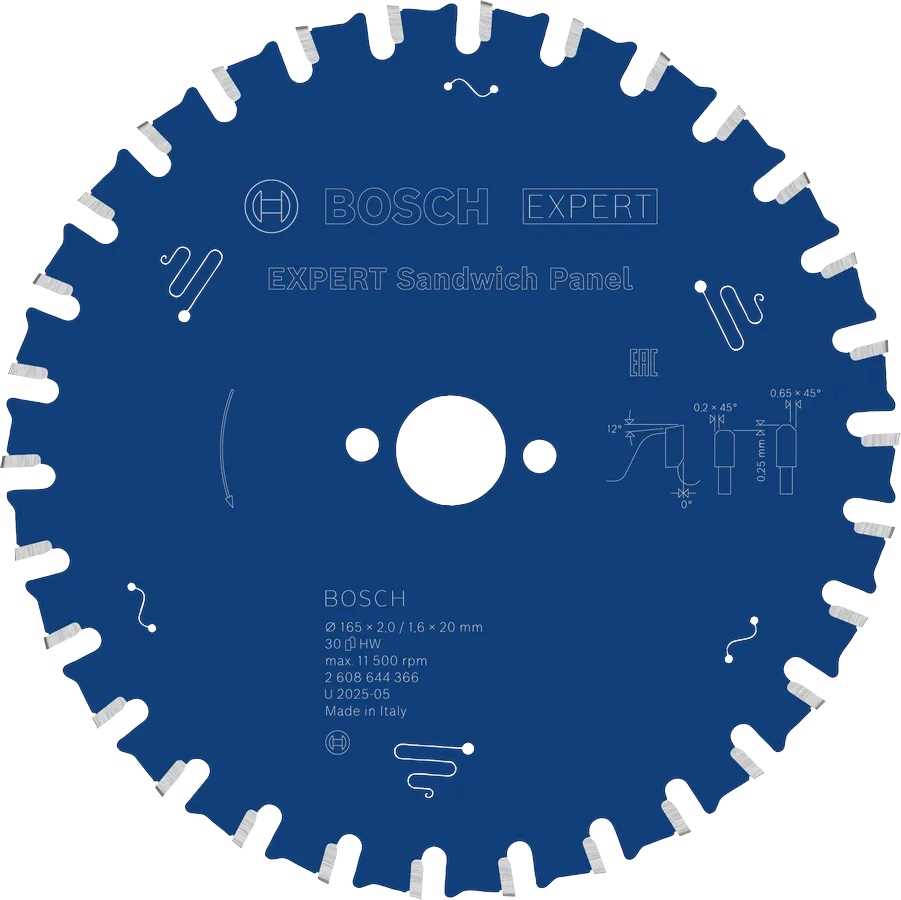 BOSCH List kružne pile Expert for Sandwich Panel 165x2.0/1.6x20mm 30 zuba