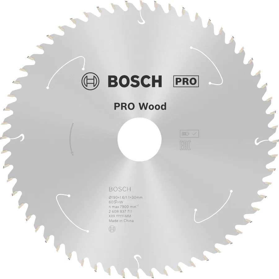 BOSCH List kružne pile PRO Wood Cordless 190x1.6/1.1x30mm 60 zuba