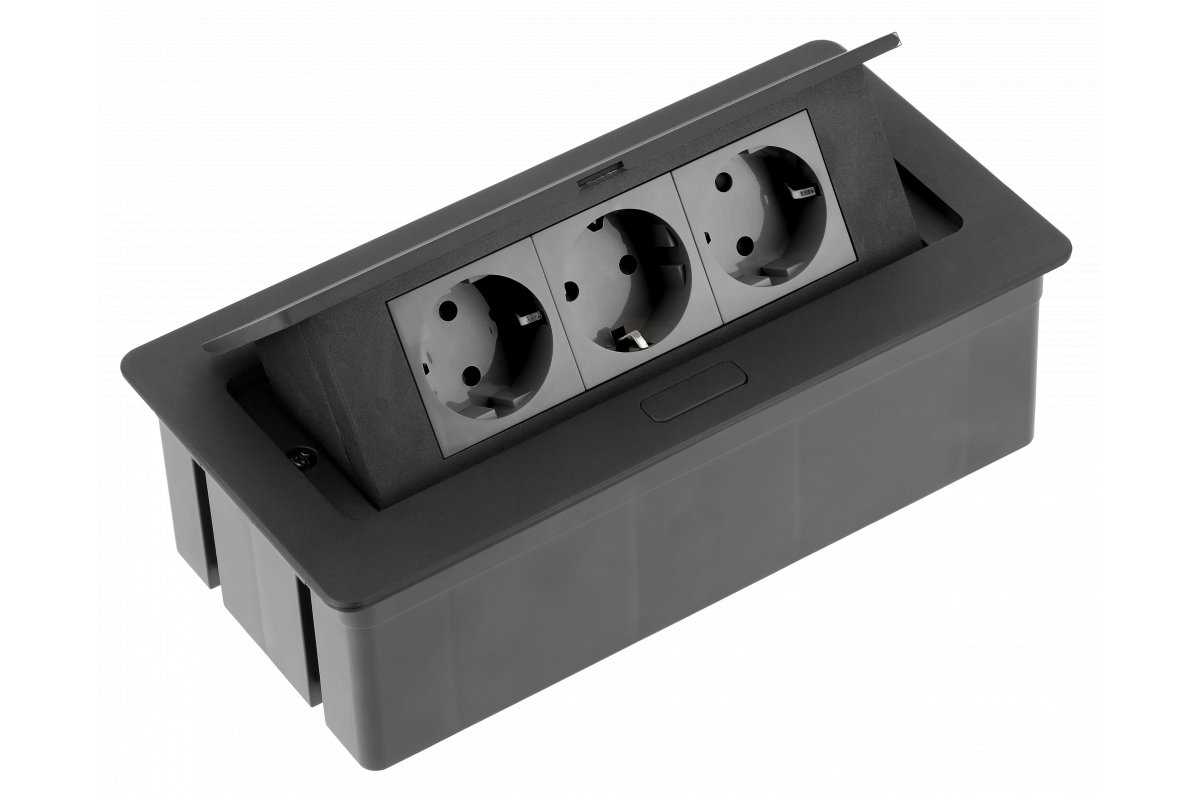 AE-PBSC3GS-20N Konzola SOFT sa 3 utičnice / kabal 1.5m / crna