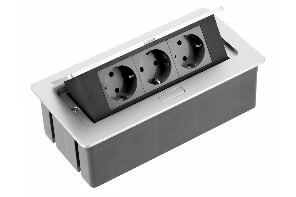 AE-PBSC3GS-53 Konzola sa 3 utičnice / kabal 1.5m / Aluminijum